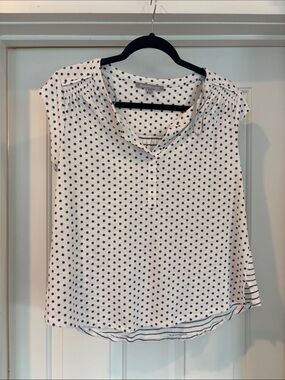 Daniel Rainn White with Navy Polka Dot Cap Sleeve Blouse